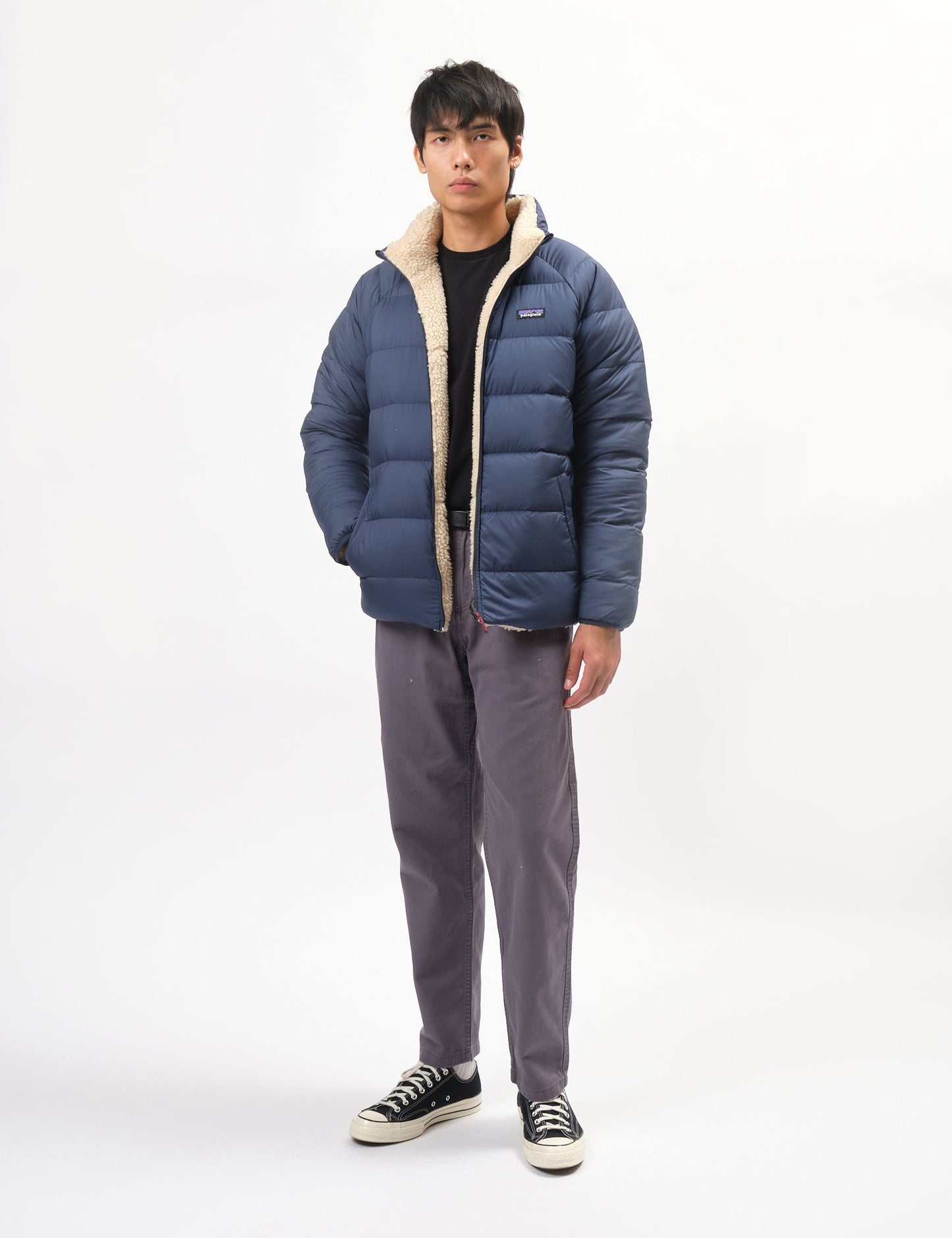 Pata Reversible Silent Down Jacket - New Navy Blue