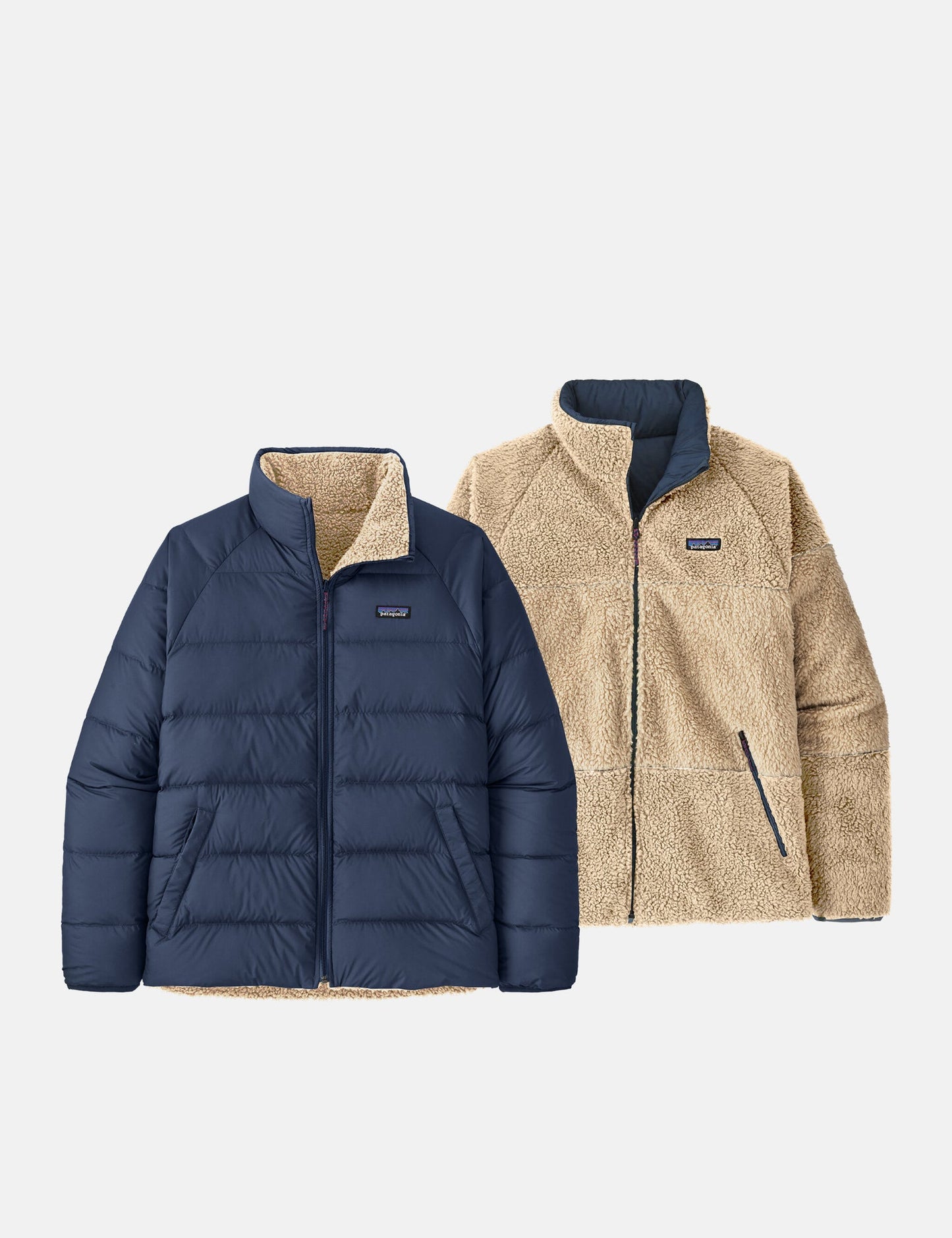 Pata Reversible Silent Down Jacket - New Navy Blue